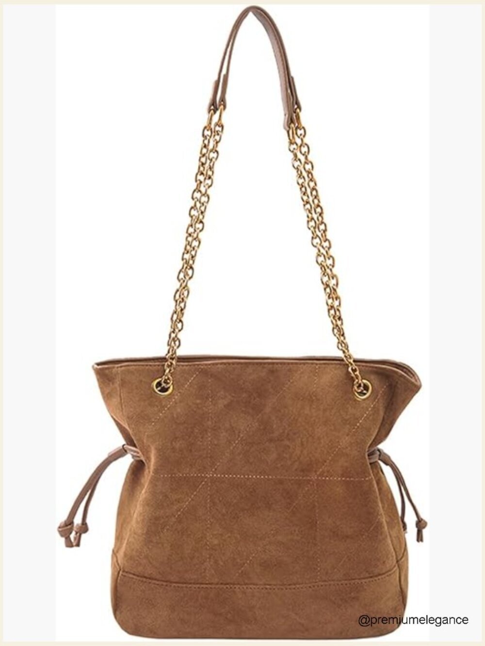 Faux Suede Hobo Shoulder Bag Large Tote Handbag with Chain Strap